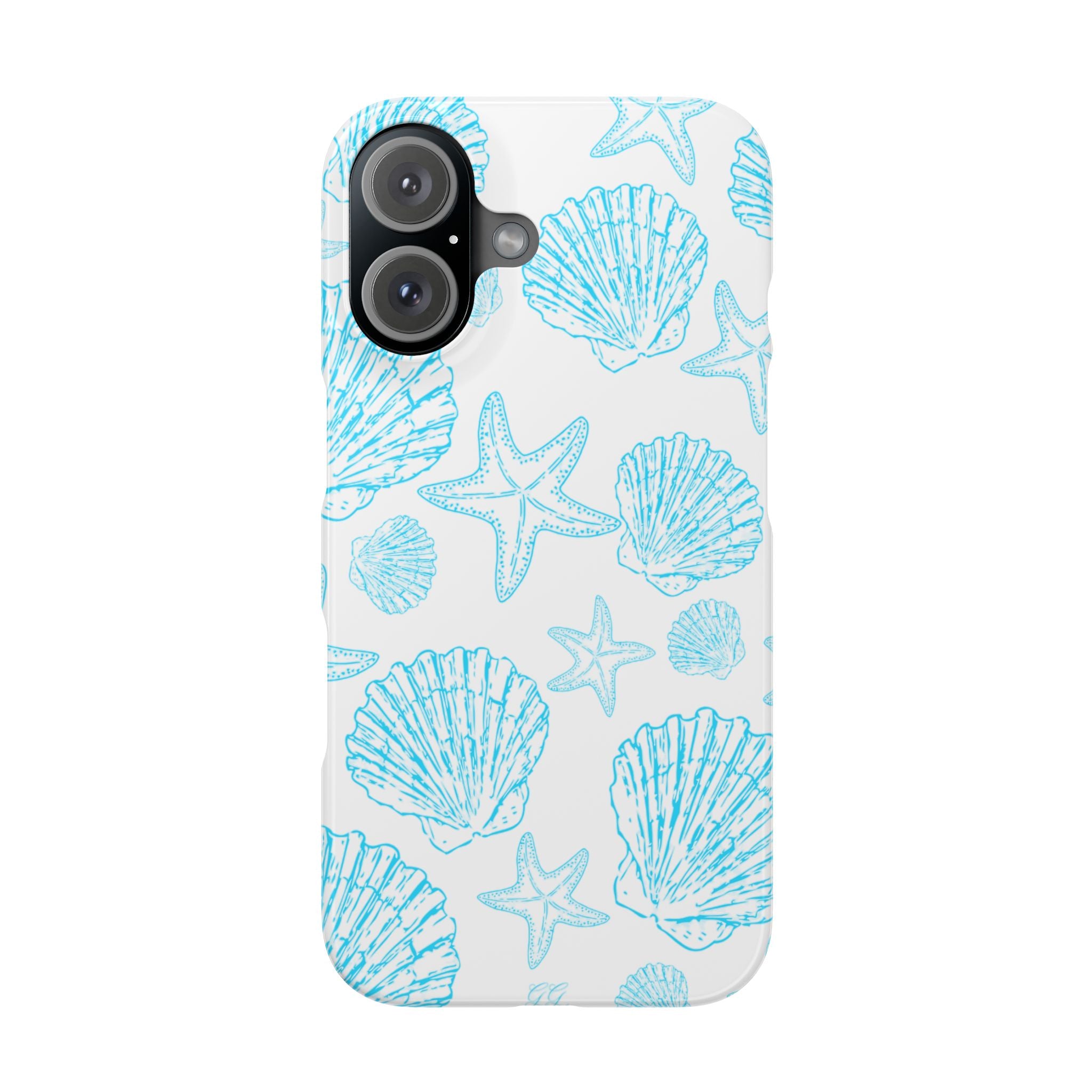 Blue Coastal Charm Slim Phone Case - Beach-Inspired Shell Design