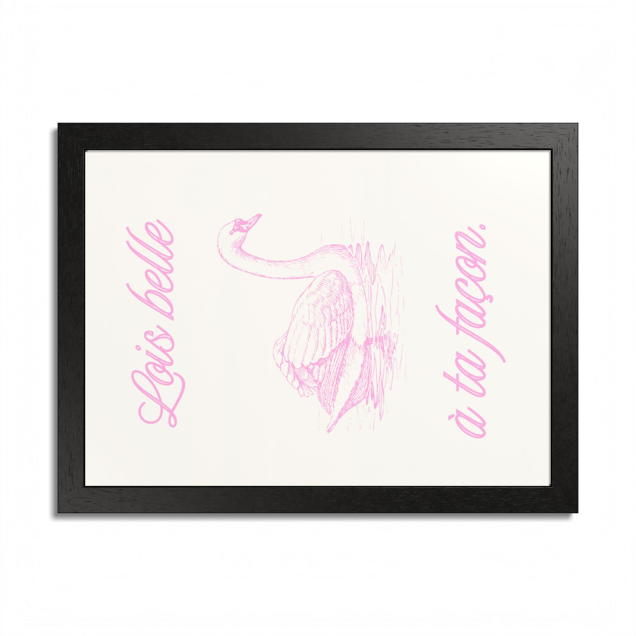 Elegant Framed Poster - "Lois Belle à Ta Façon" - Multi-Color Swan Art