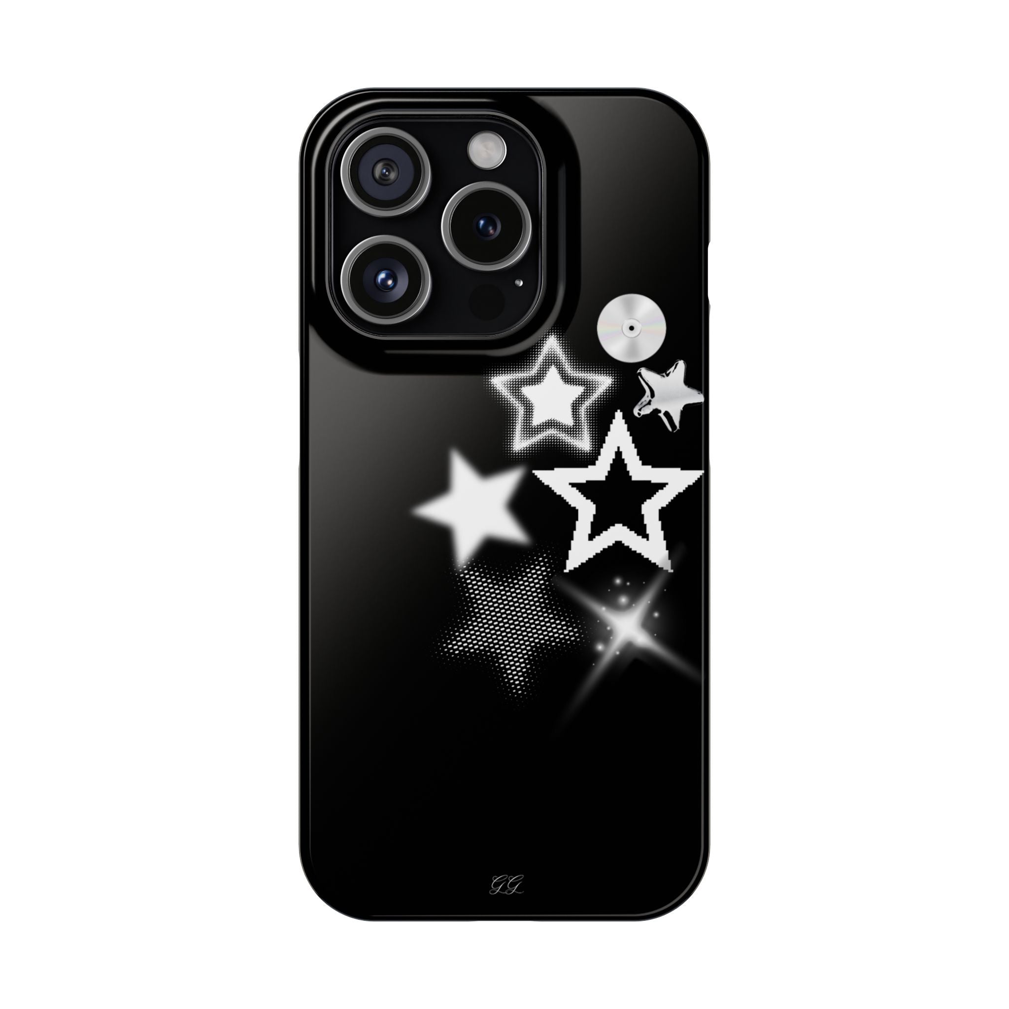 Black Slim iphone case design with stars