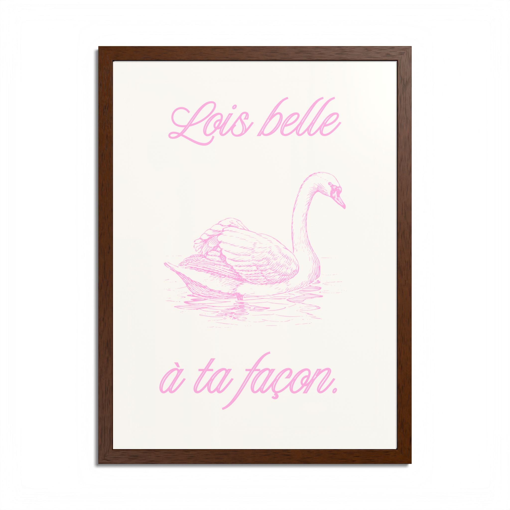 Elegant Framed Poster - "Lois Belle à Ta Façon" - Multi-Color Swan Art