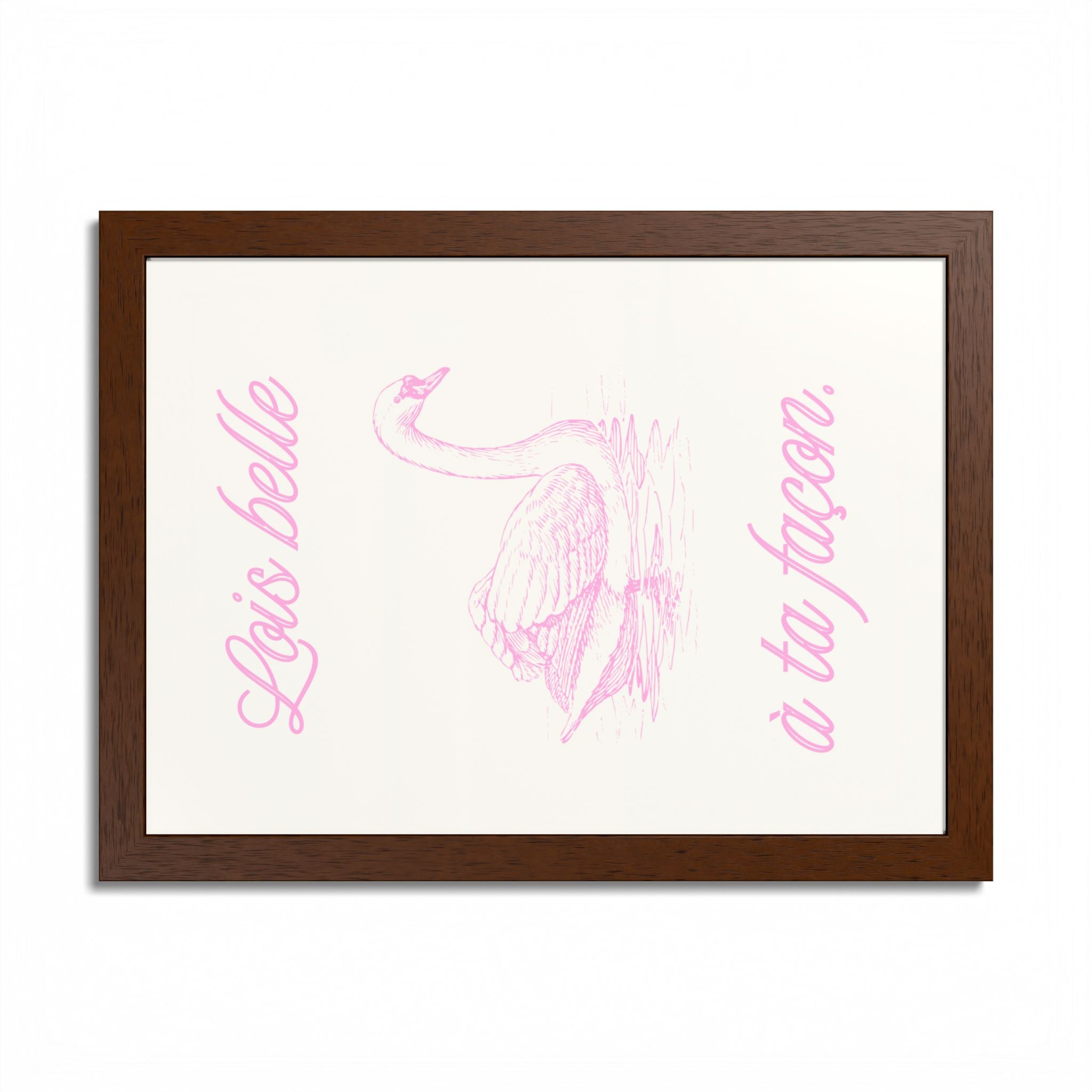 Elegant Framed Poster - "Lois Belle à Ta Façon" - Multi-Color Swan Art