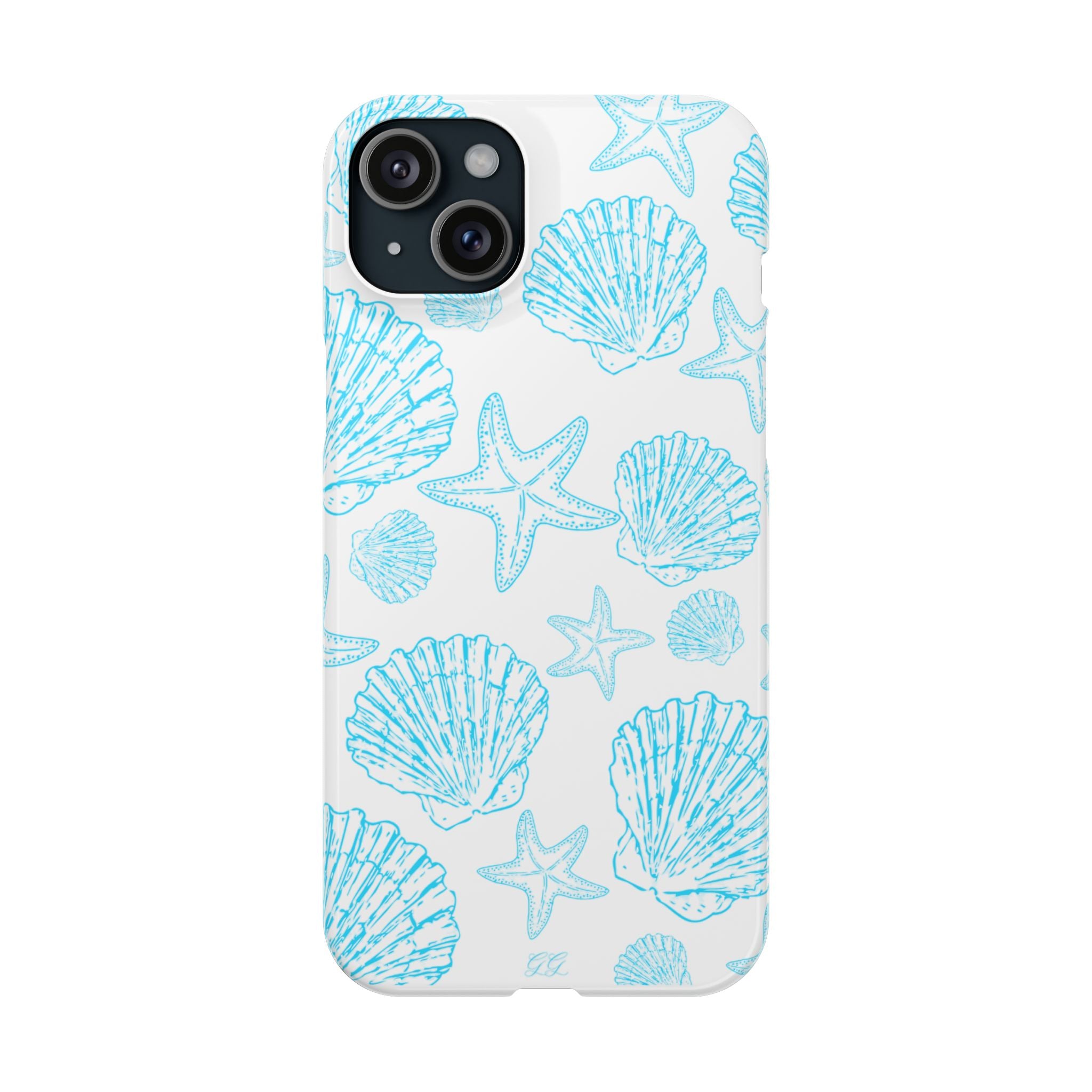 Blue Coastal Charm Slim Phone Case - Beach-Inspired Shell Design