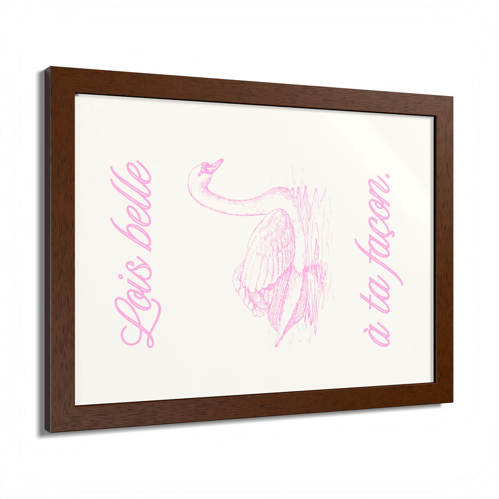 Elegant Framed Poster - "Lois Belle à Ta Façon" - Multi-Color Swan Art