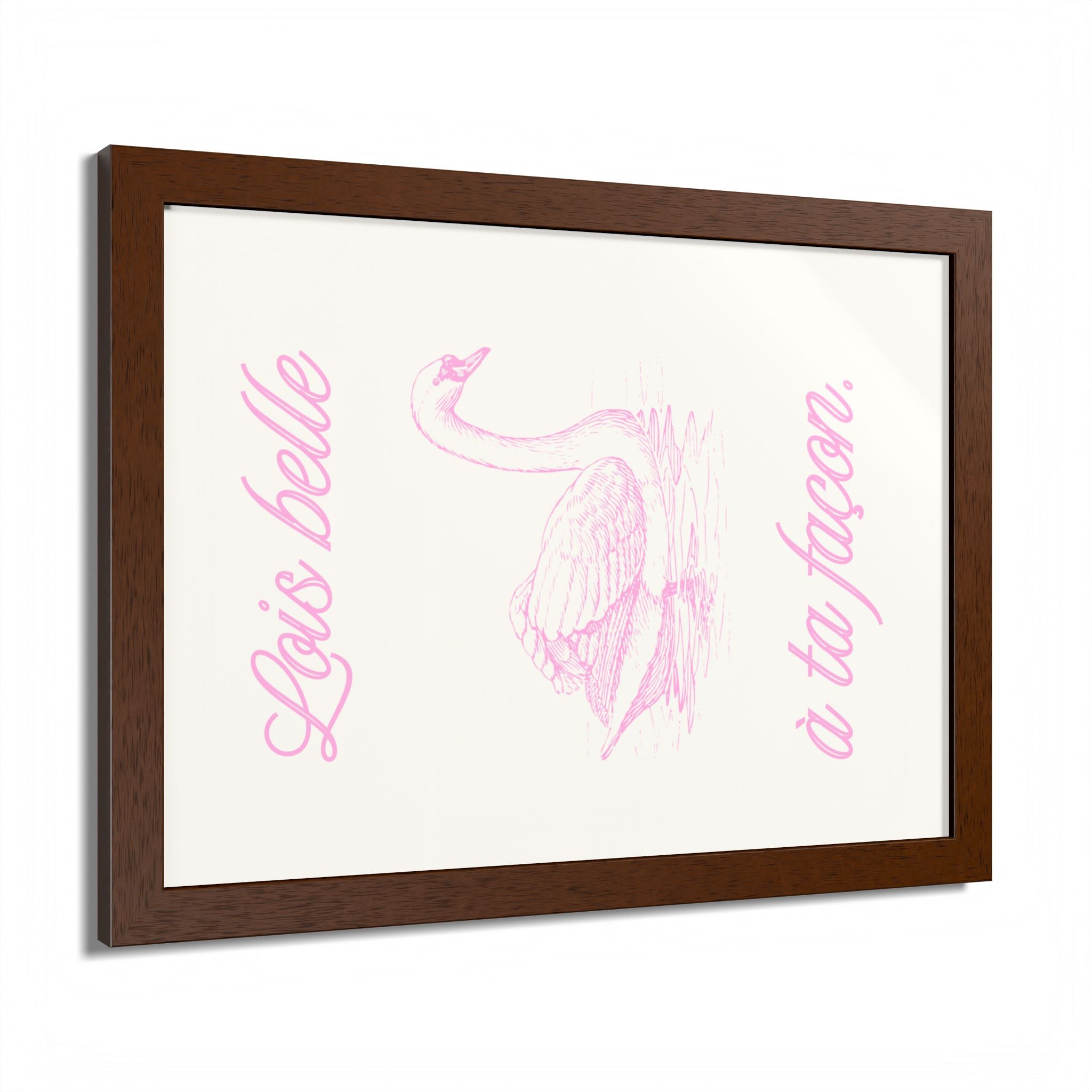Elegant Framed Poster - "Lois Belle à Ta Façon" - Multi-Color Swan Art