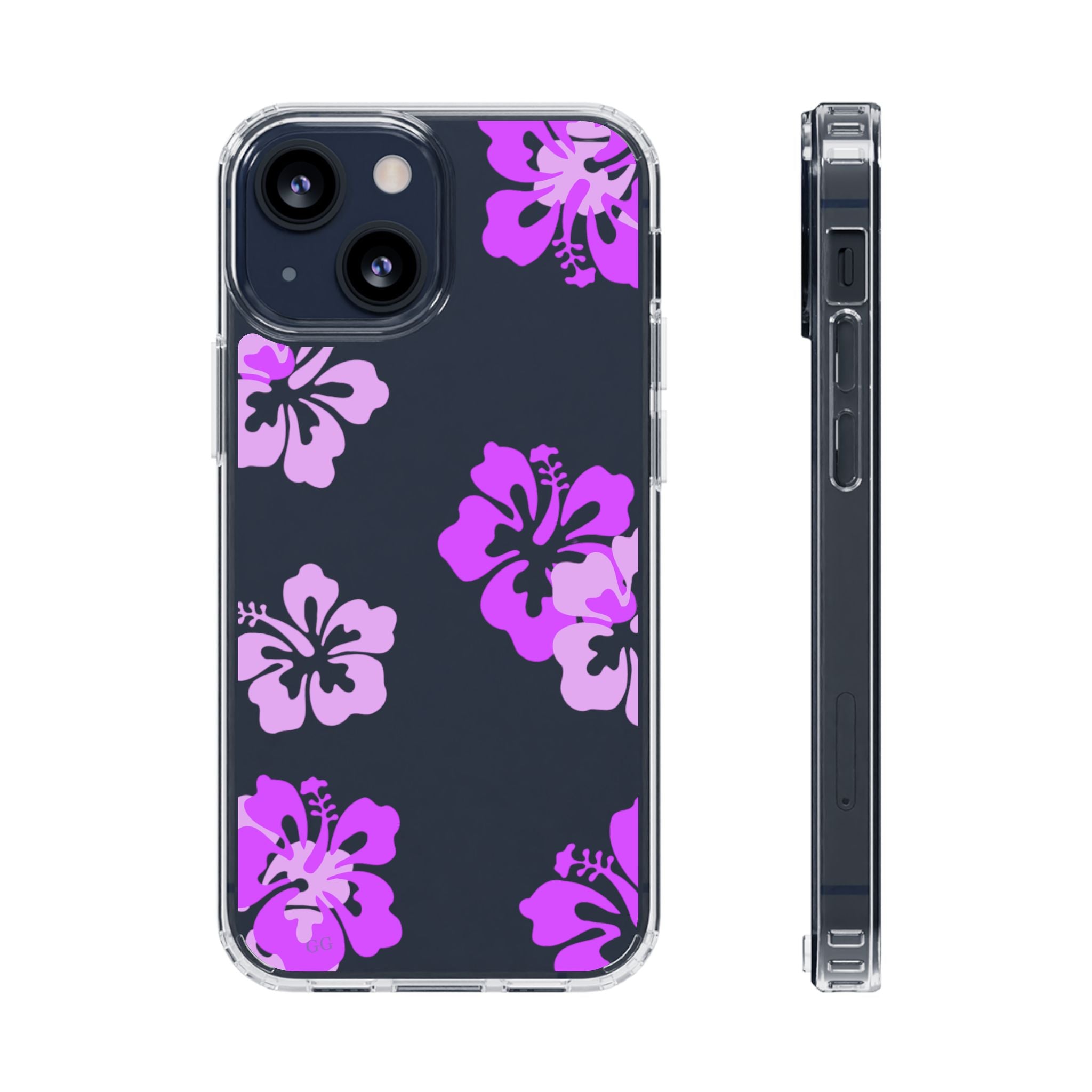 Island Blossom Purple hibiscus Phone Case-Clear impact-Resistant