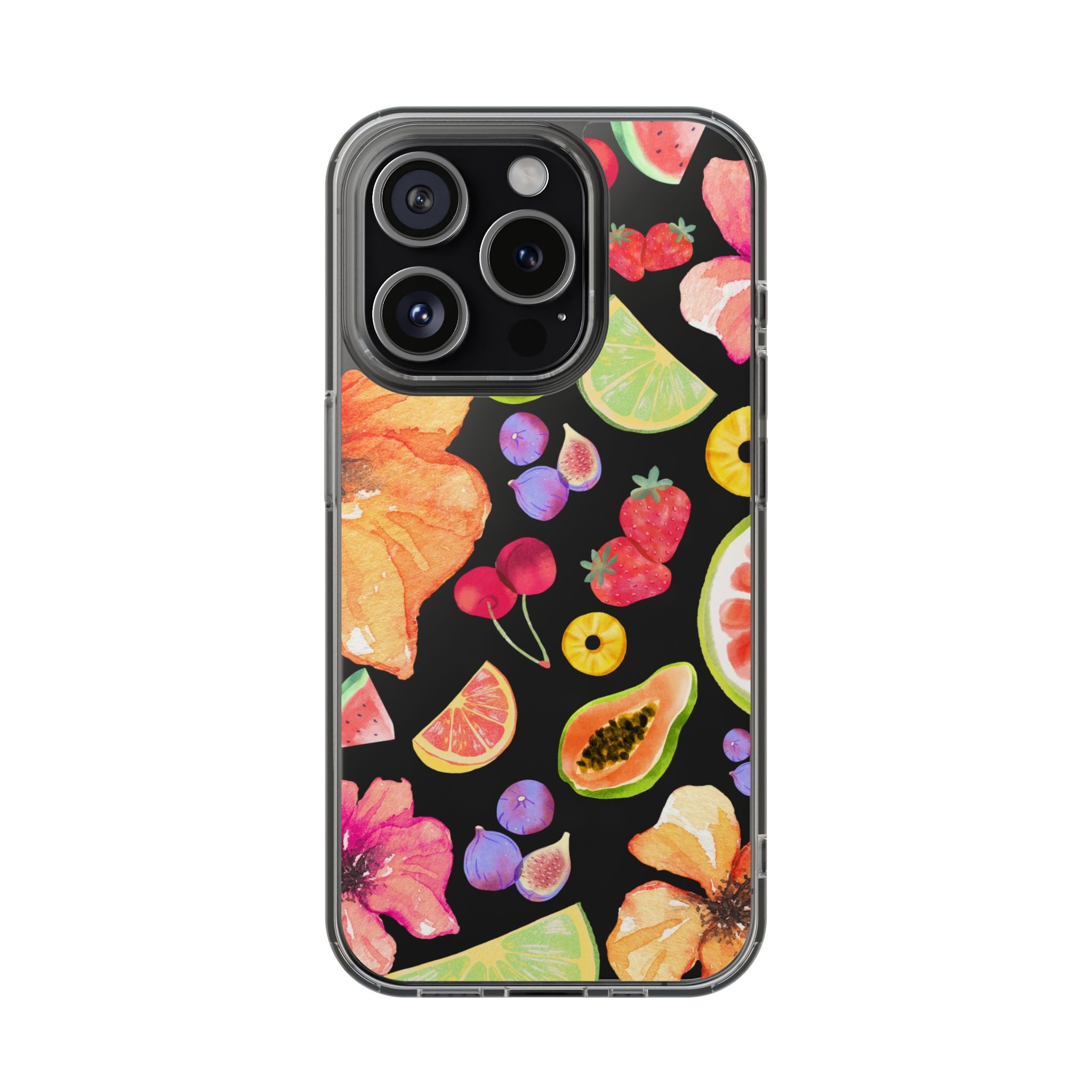 Vibrant Fruits Design iPhone Case - Clear Impact-Resistant Protective Cover