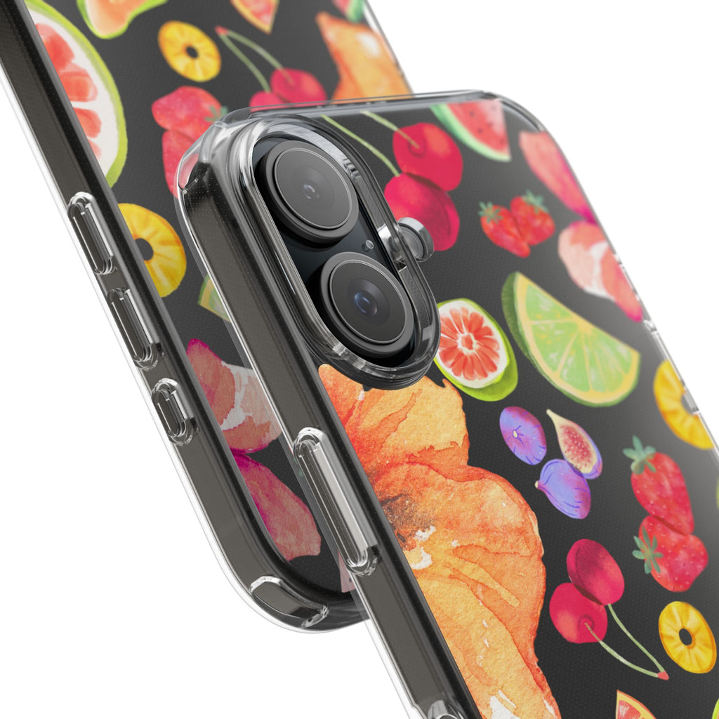 Vibrant Fruits Design iPhone Case - Clear Impact-Resistant Protective Cover