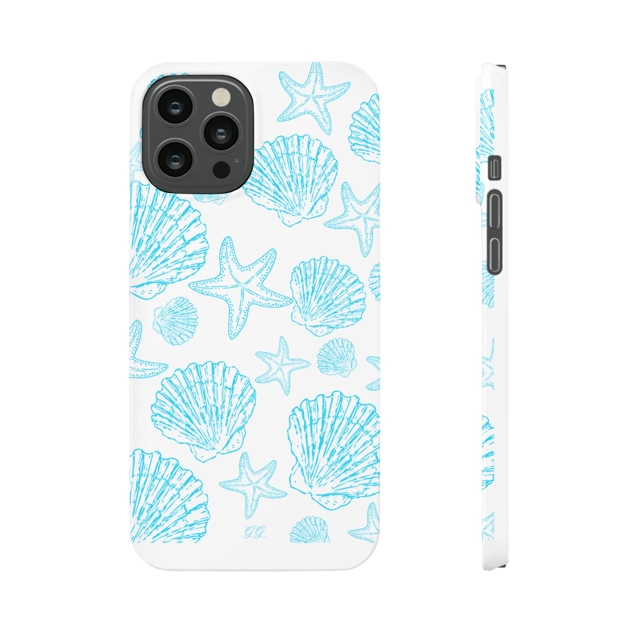 Blue Coastal Charm Slim Phone Case - Beach-Inspired Shell Design