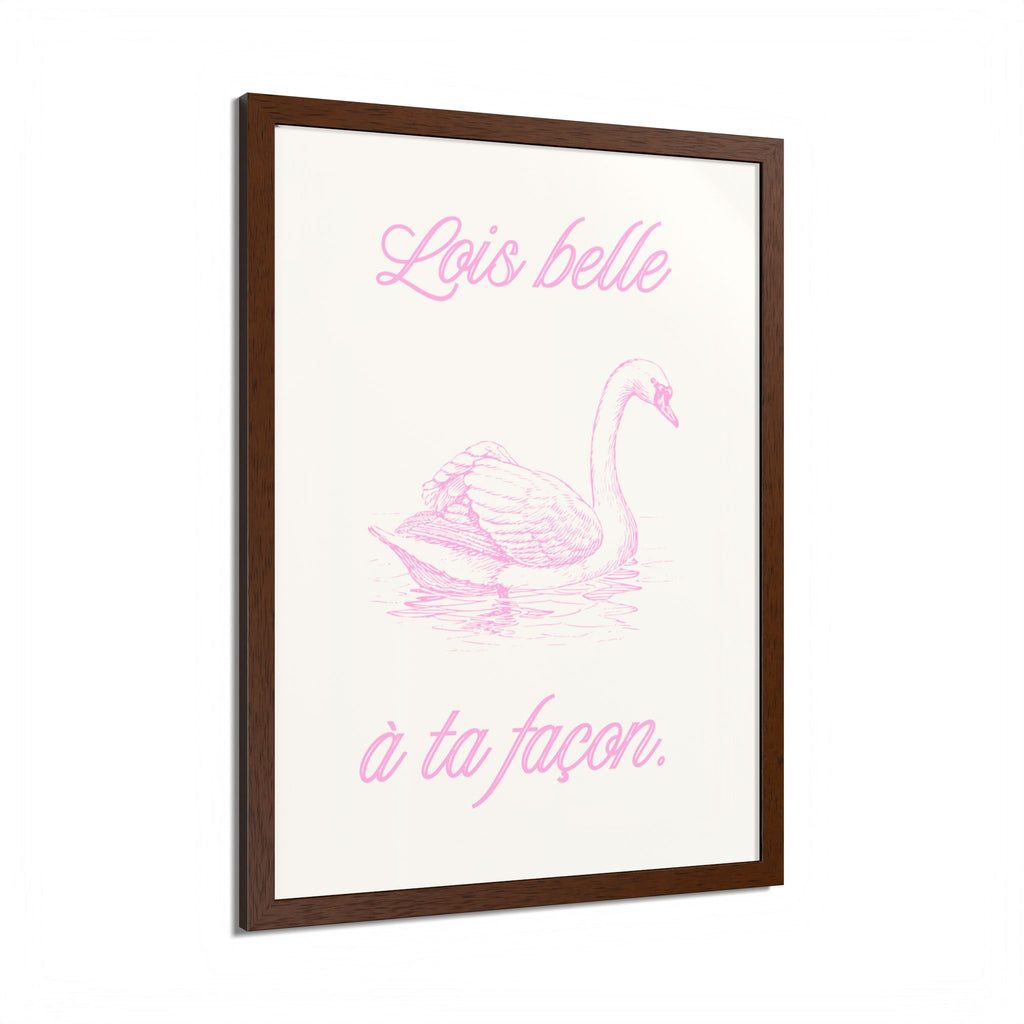 Elegant Framed Poster - "Lois Belle à Ta Façon" - Multi-Color Swan Art