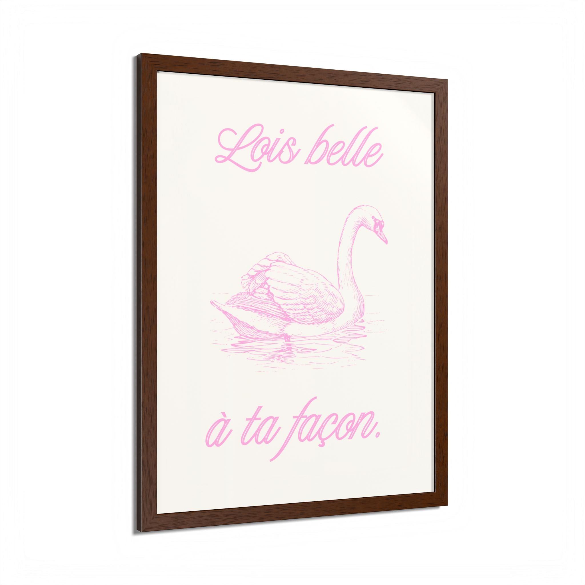 Elegant Framed Poster - "Lois Belle à Ta Façon" - Multi-Color Swan Art