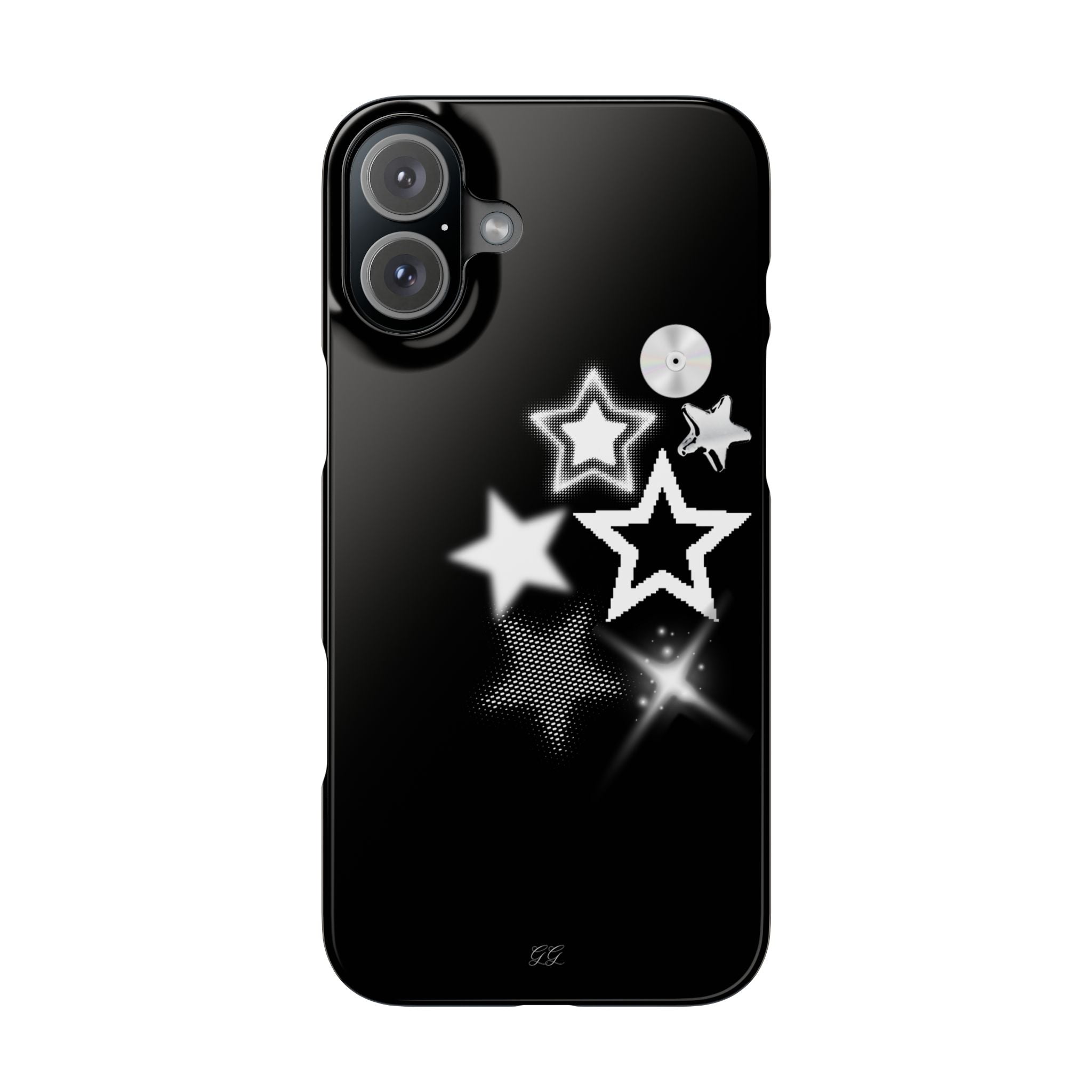 Black Slim iphone case design with stars