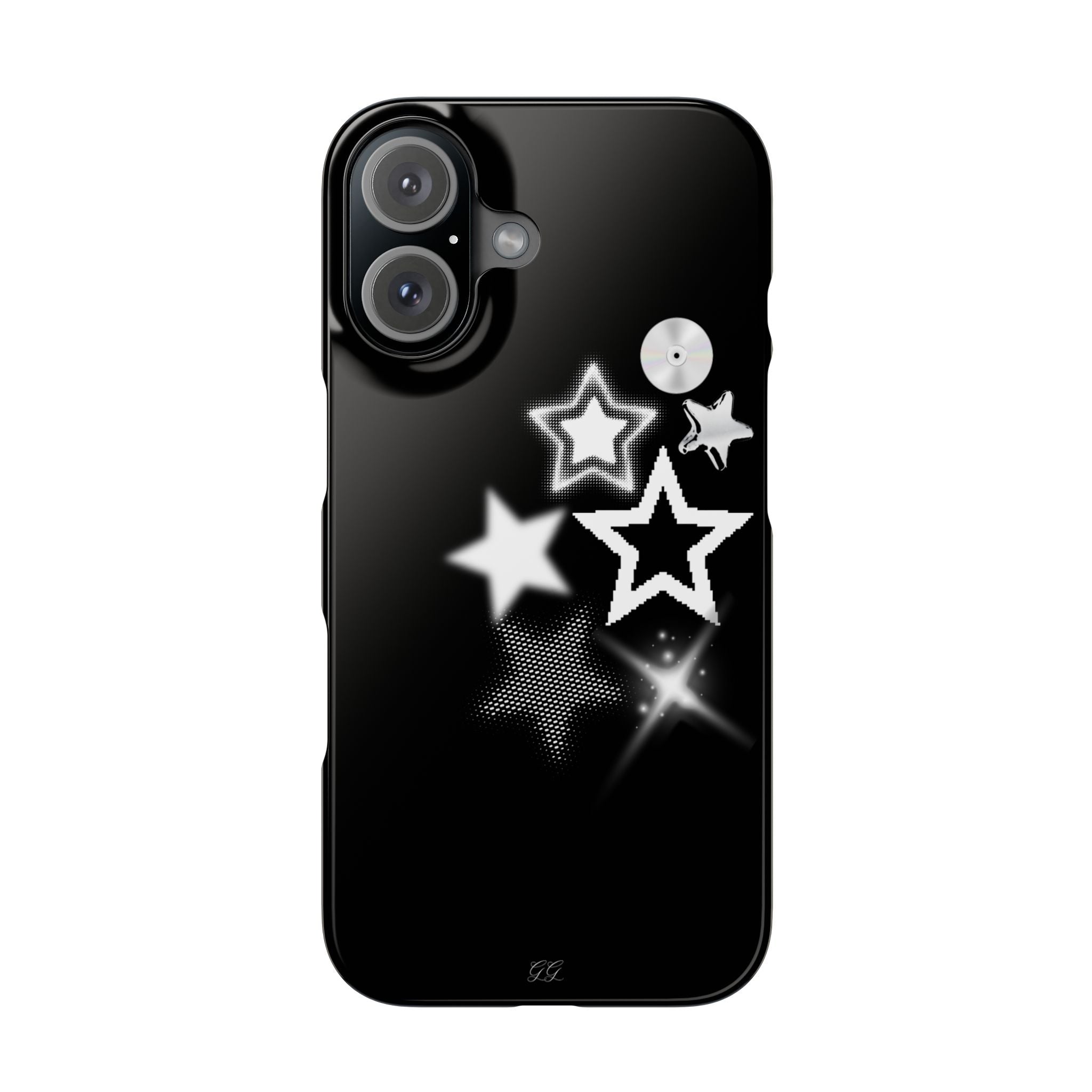Black Slim iphone case design with stars