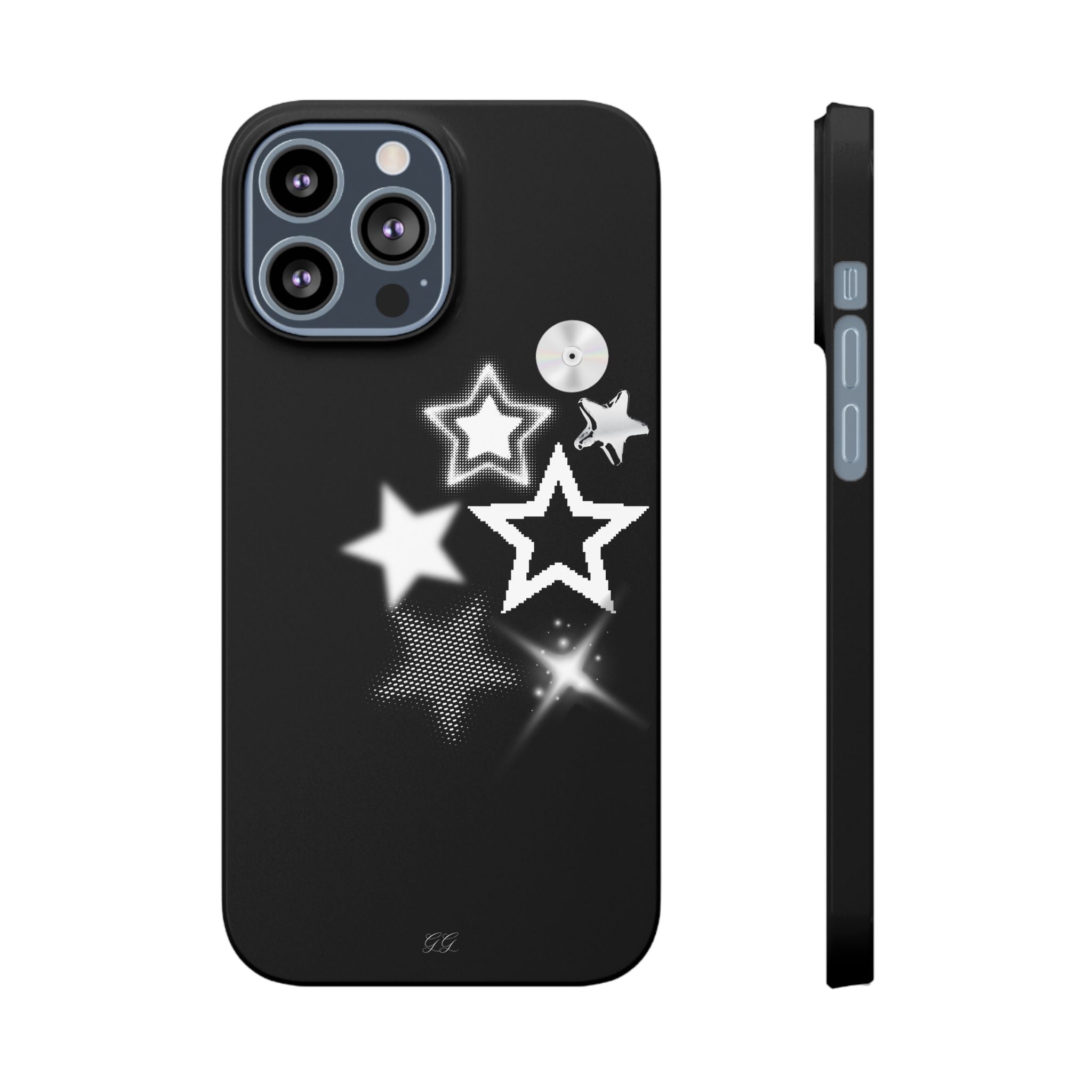 Black Slim iphone case design with stars