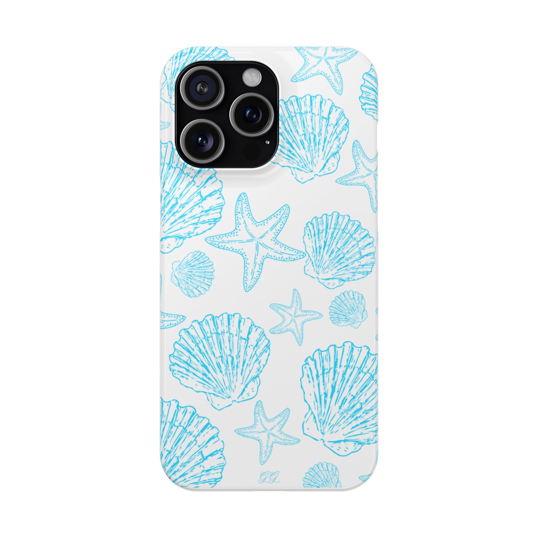 Blue Coastal Charm Slim Phone Case - Beach-Inspired Shell Design