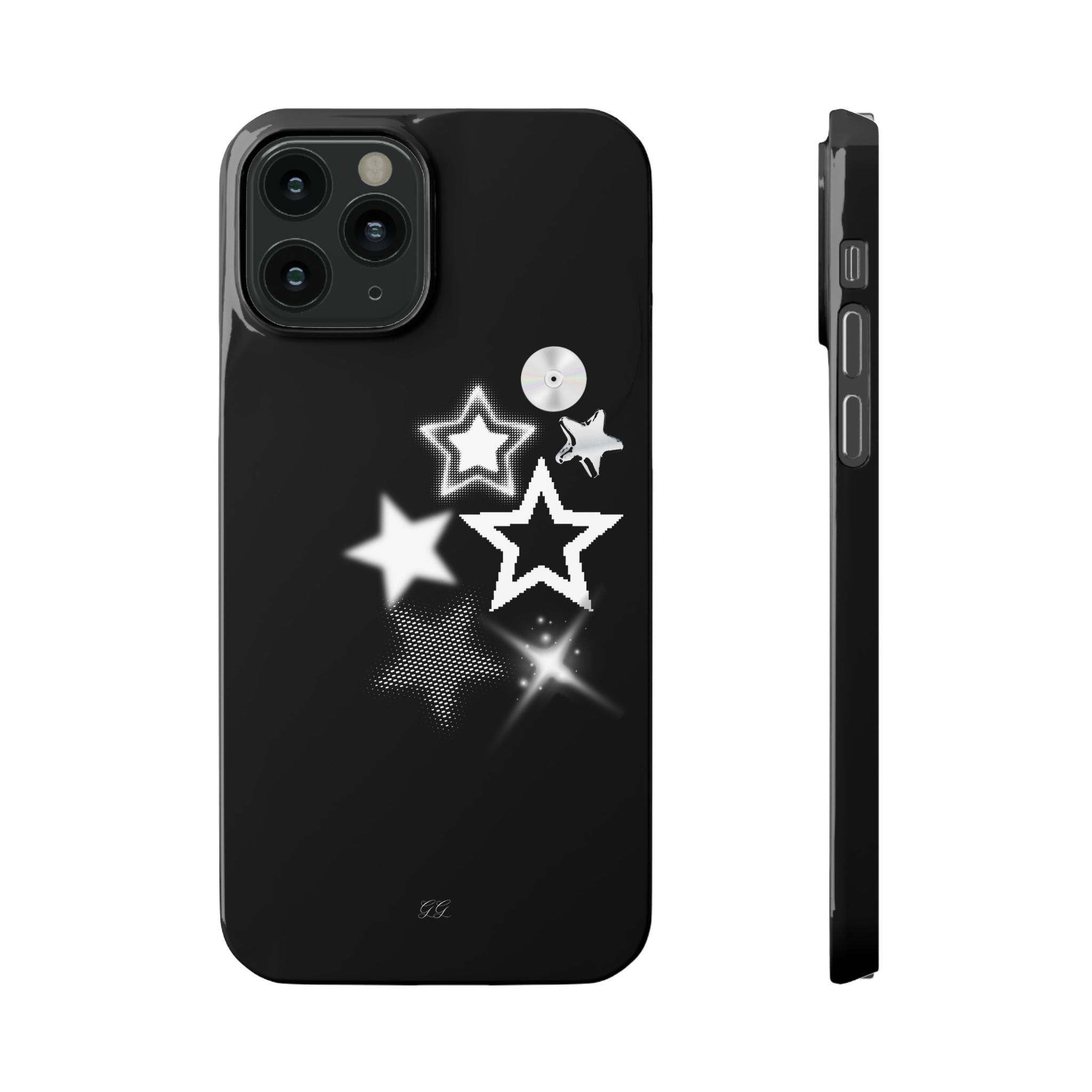 Black Slim iphone case design with stars