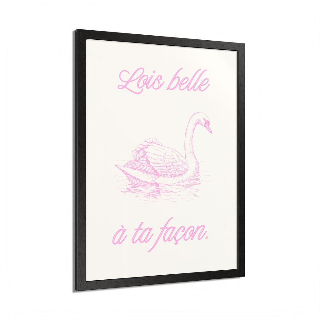 Elegant Framed Poster - "Lois Belle à Ta Façon" - Multi-Color Swan Art