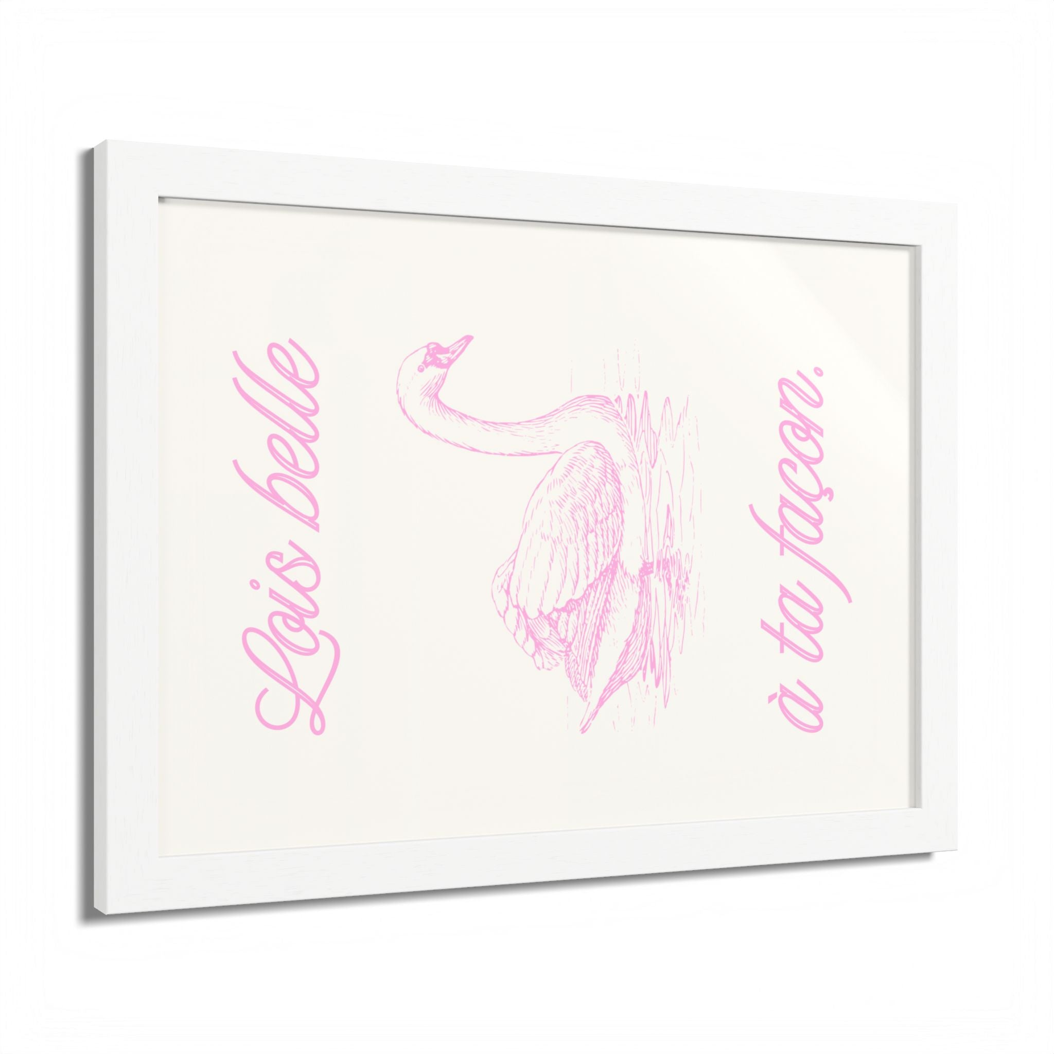 Elegant Framed Poster - "Lois Belle à Ta Façon" - Multi-Color Swan Art