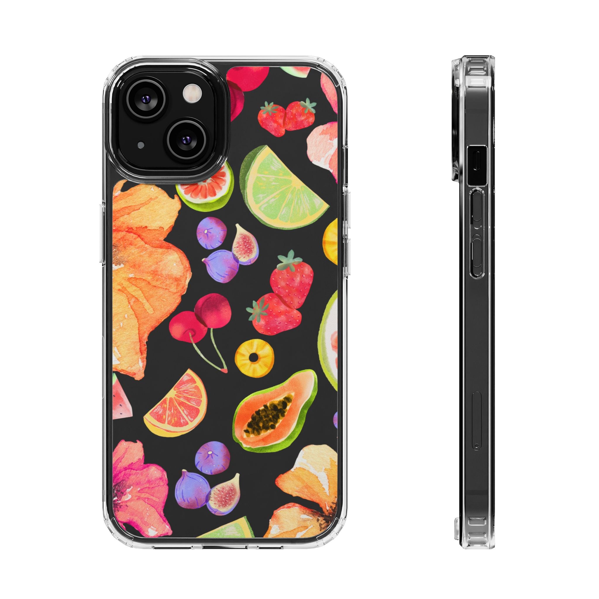 Vibrant Fruits Design iPhone Case - Clear Impact-Resistant Protective Cover