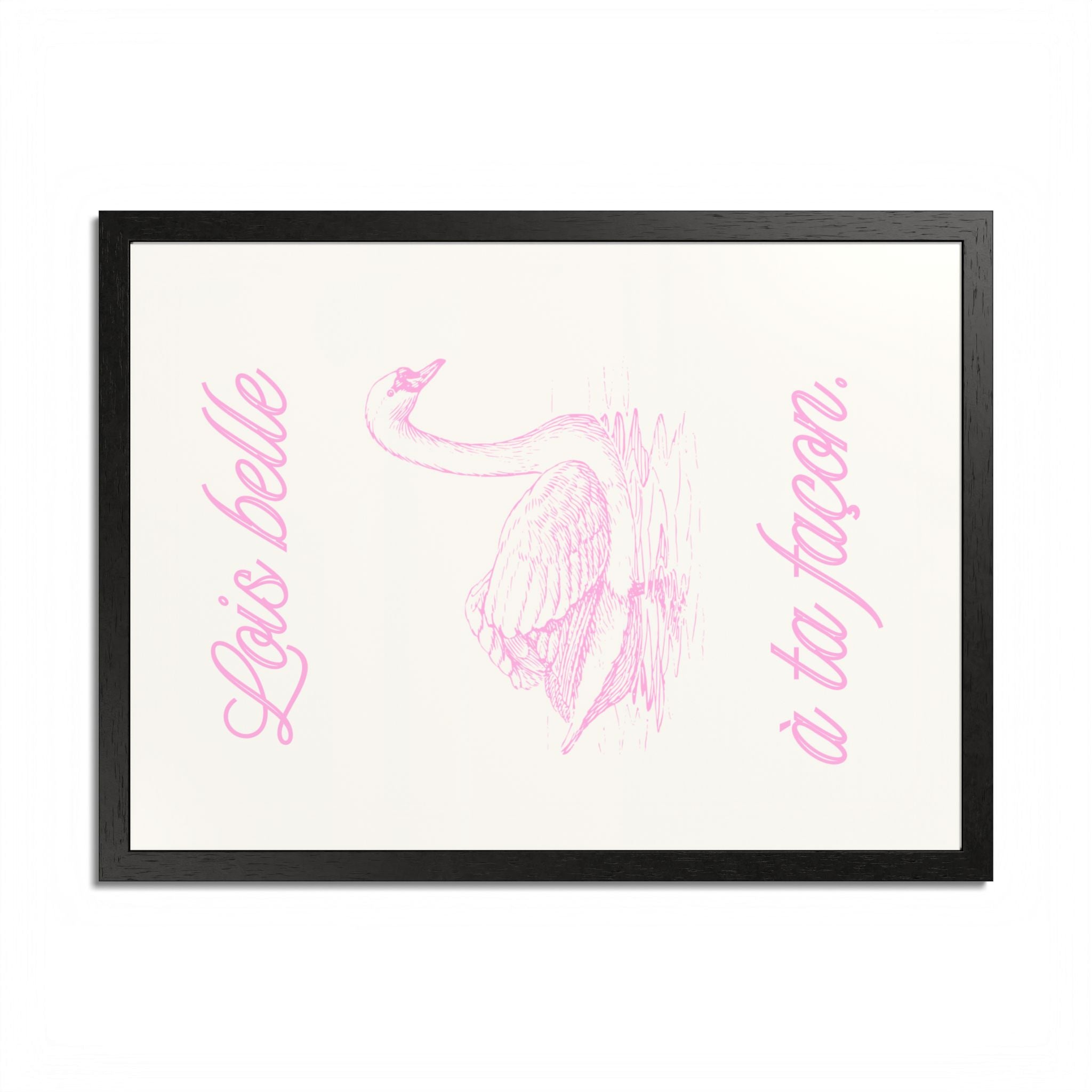 Elegant Framed Poster - "Lois Belle à Ta Façon" - Multi-Color Swan Art