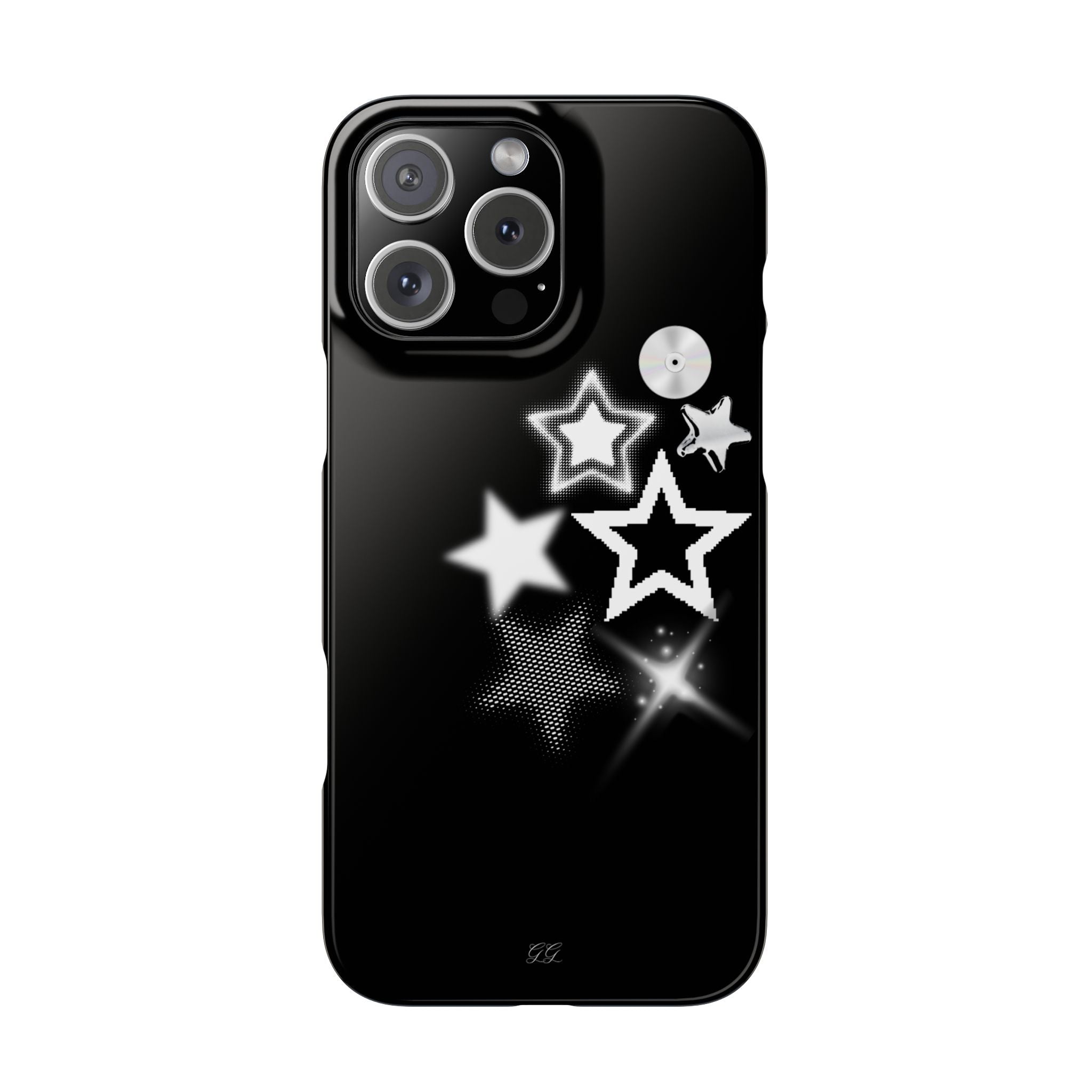 Black Slim iphone case design with stars