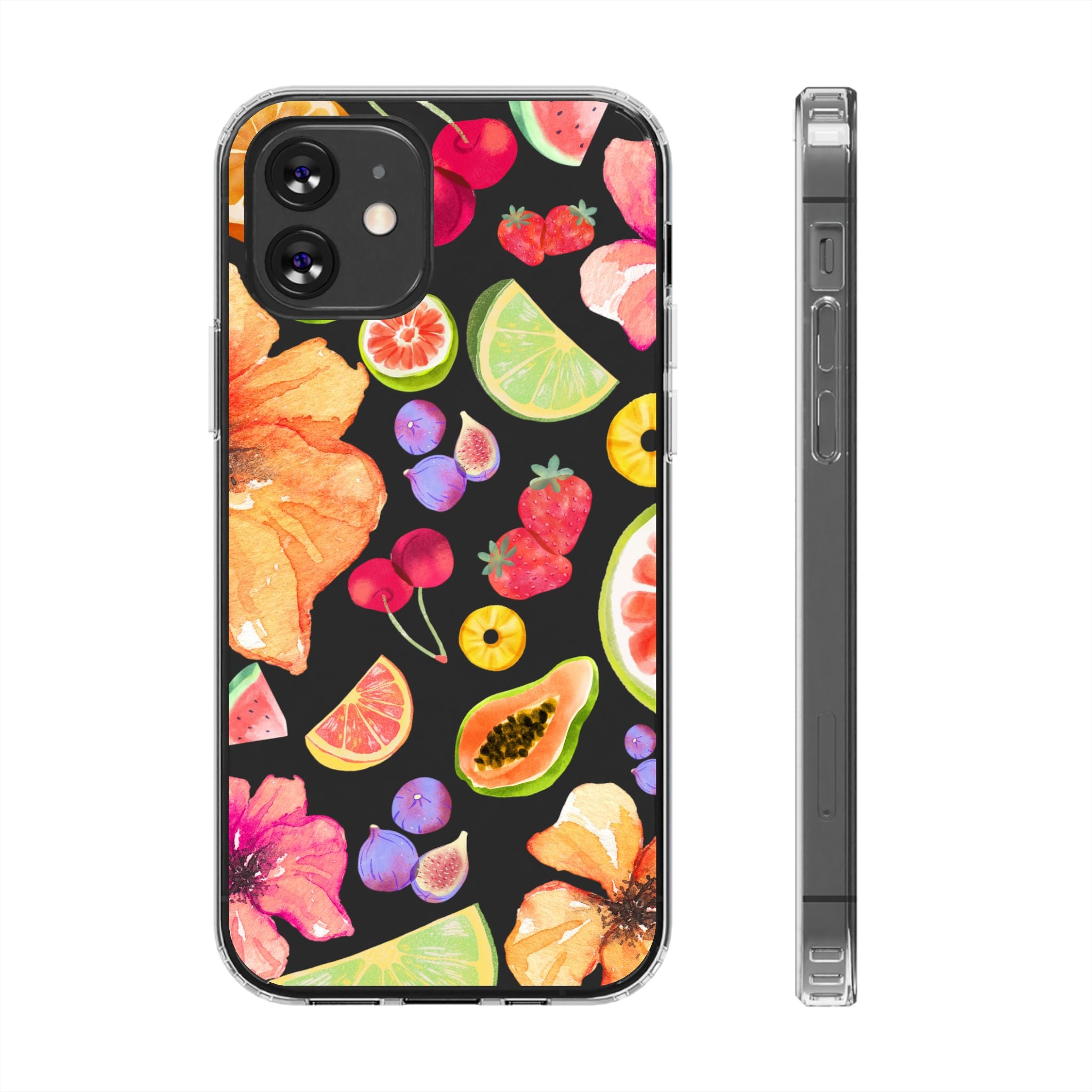 Vibrant Fruits Design iPhone Case - Clear Impact-Resistant Protective Cover