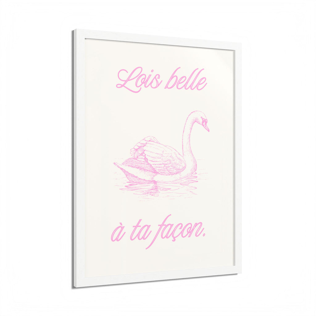Elegant Framed Poster - "Lois Belle à Ta Façon" - Multi-Color Swan Art