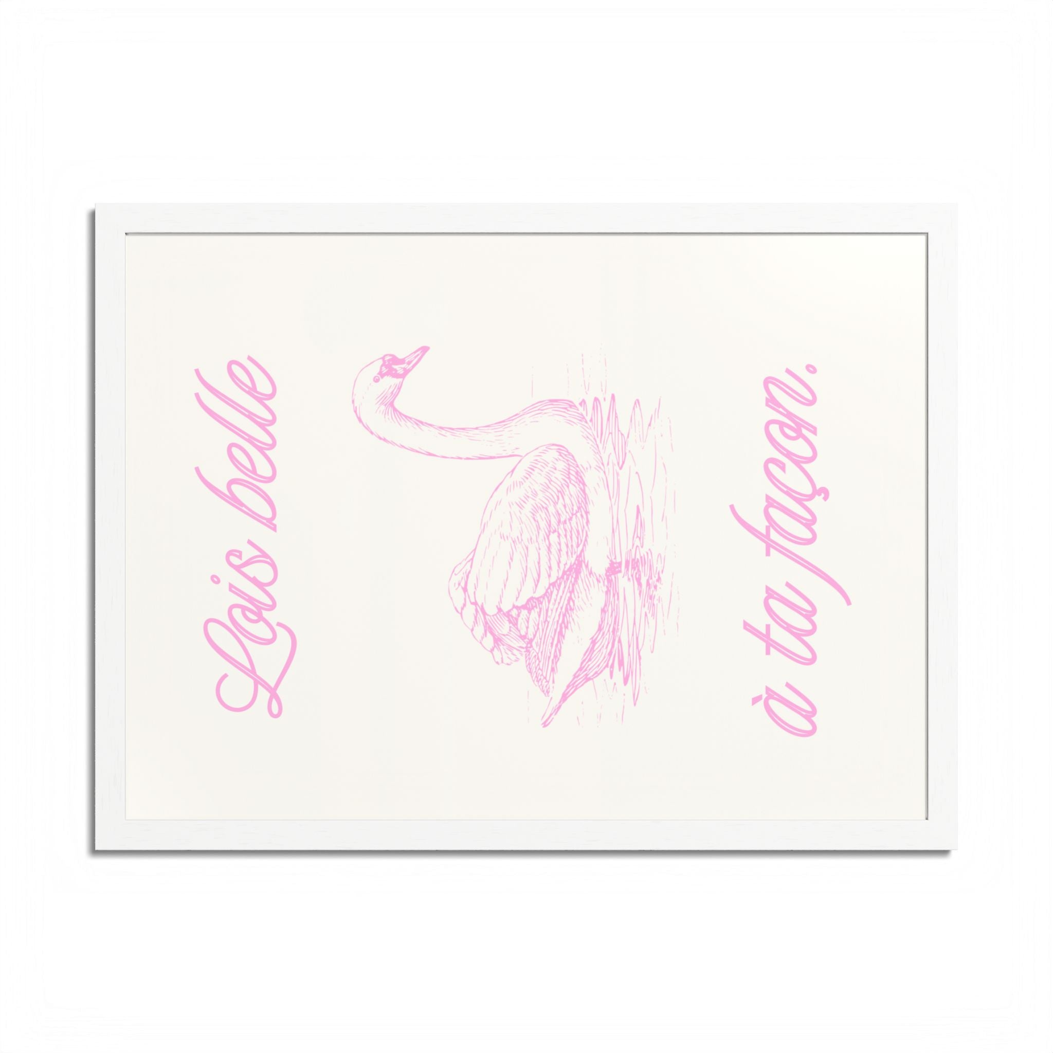 Elegant Framed Poster - "Lois Belle à Ta Façon" - Multi-Color Swan Art