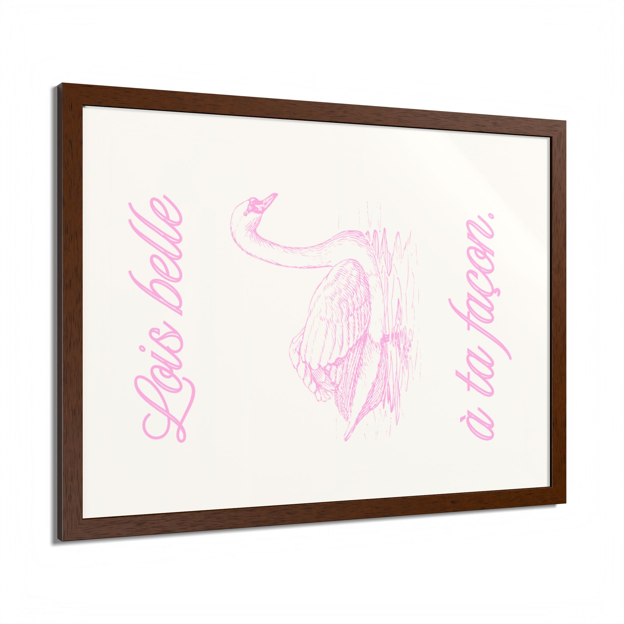 Elegant Framed Poster - "Lois Belle à Ta Façon" - Multi-Color Swan Art