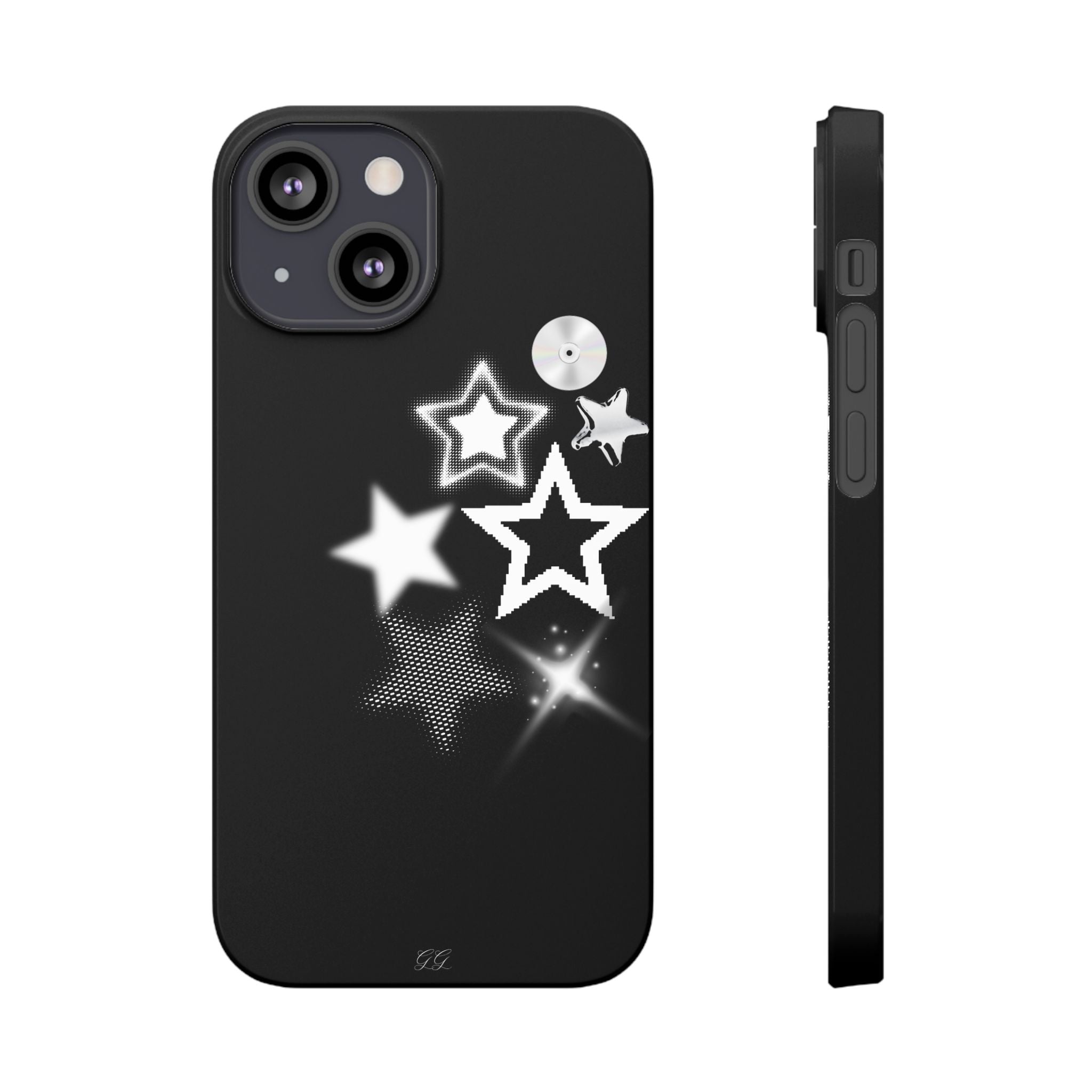 Black Slim iphone case design with stars