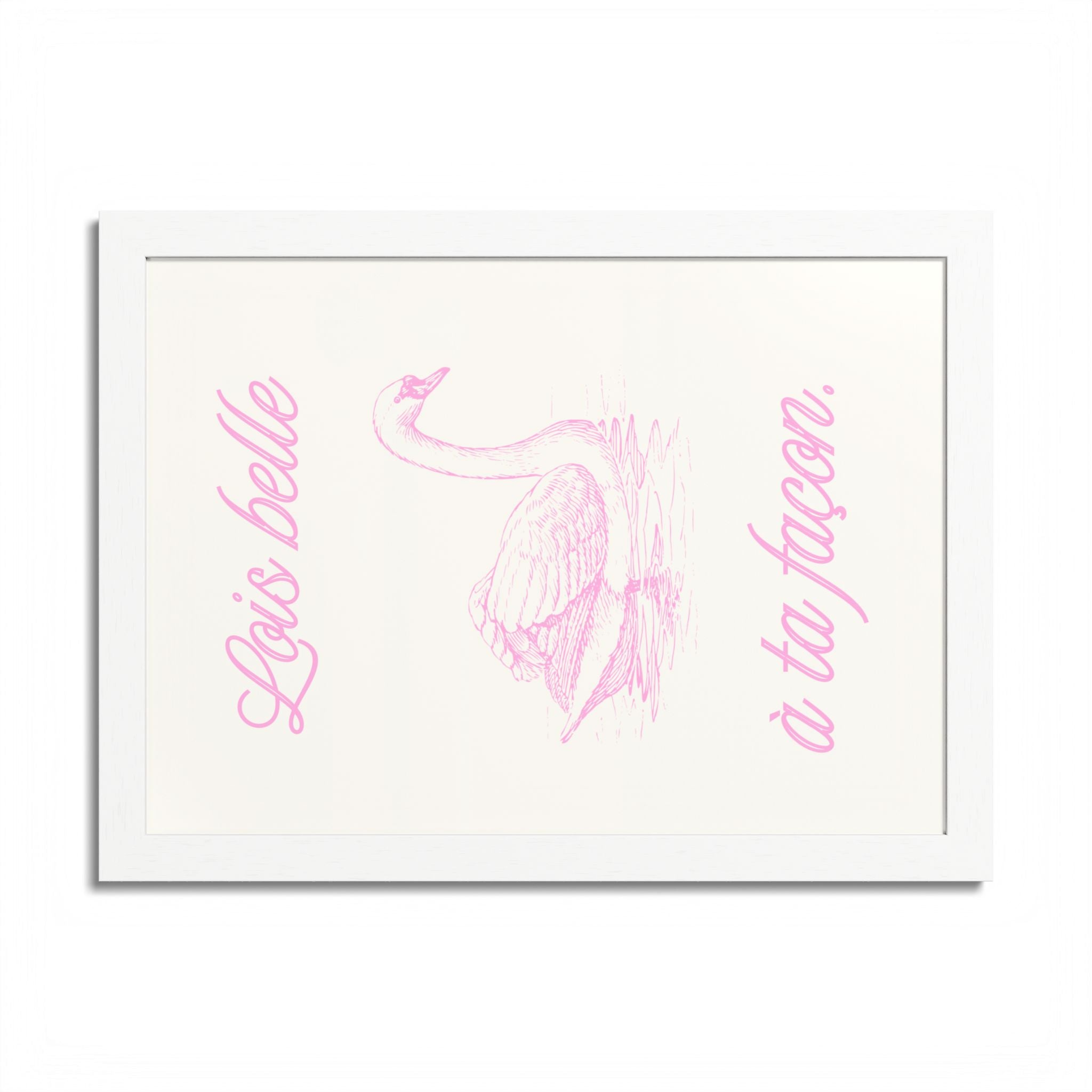 Elegant Framed Poster - "Lois Belle à Ta Façon" - Multi-Color Swan Art