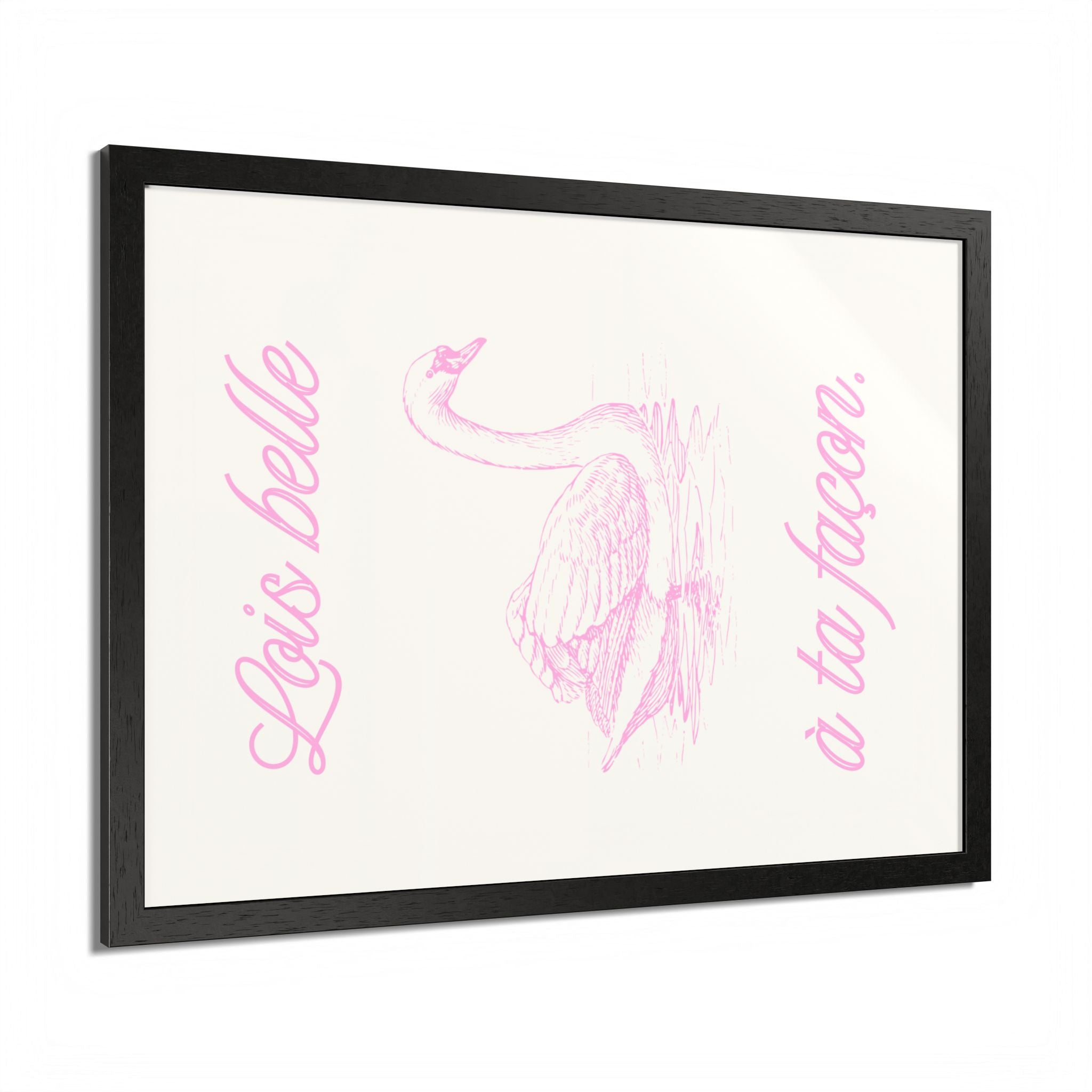 Elegant Framed Poster - "Lois Belle à Ta Façon" - Multi-Color Swan Art
