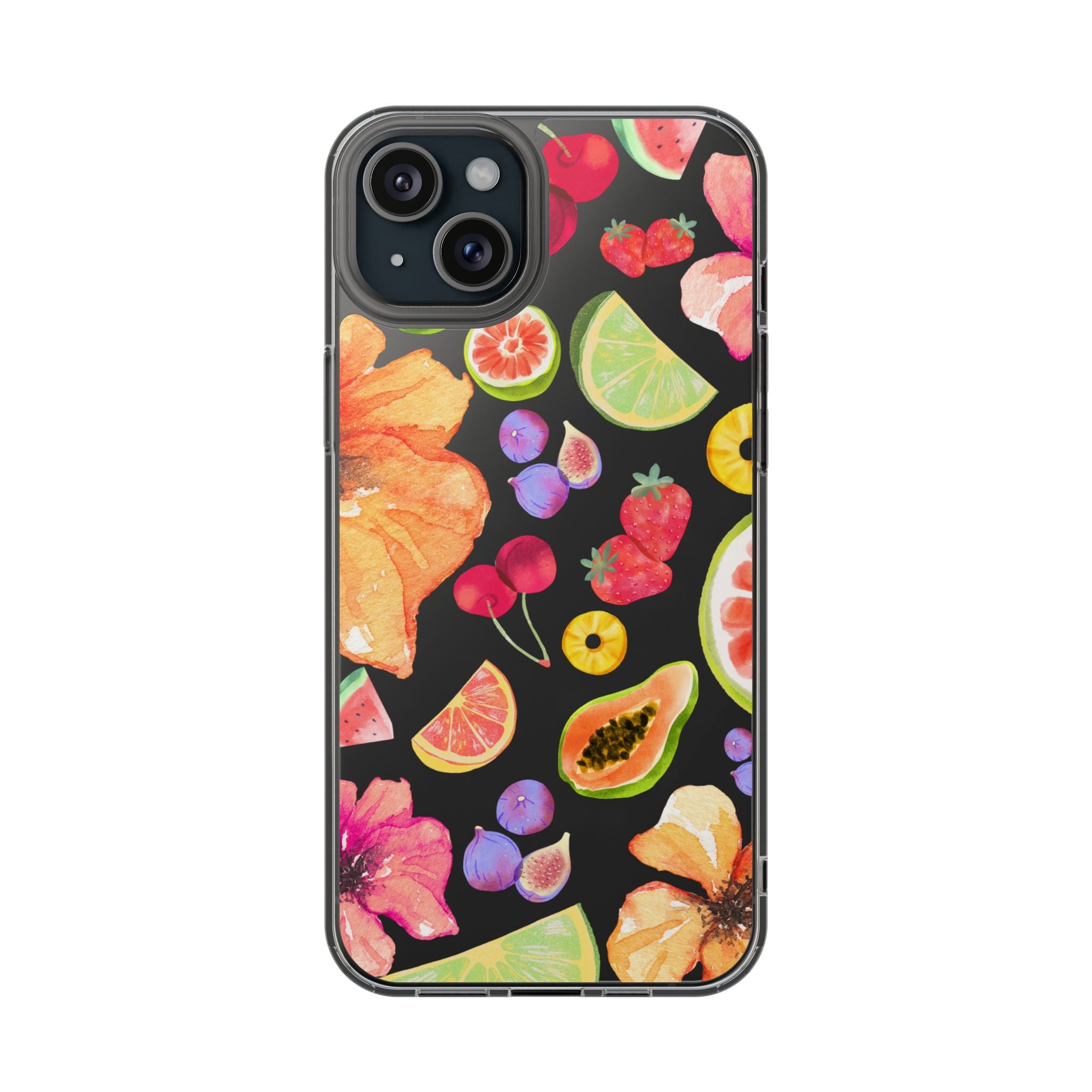 Vibrant Fruits Design iPhone Case - Clear Impact-Resistant Protective Cover